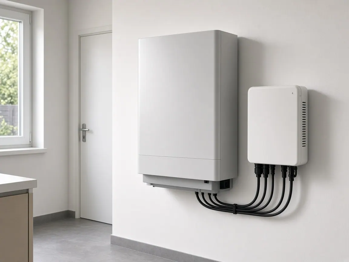 Technikraum mit Wechselrichter und Batteriespeicher