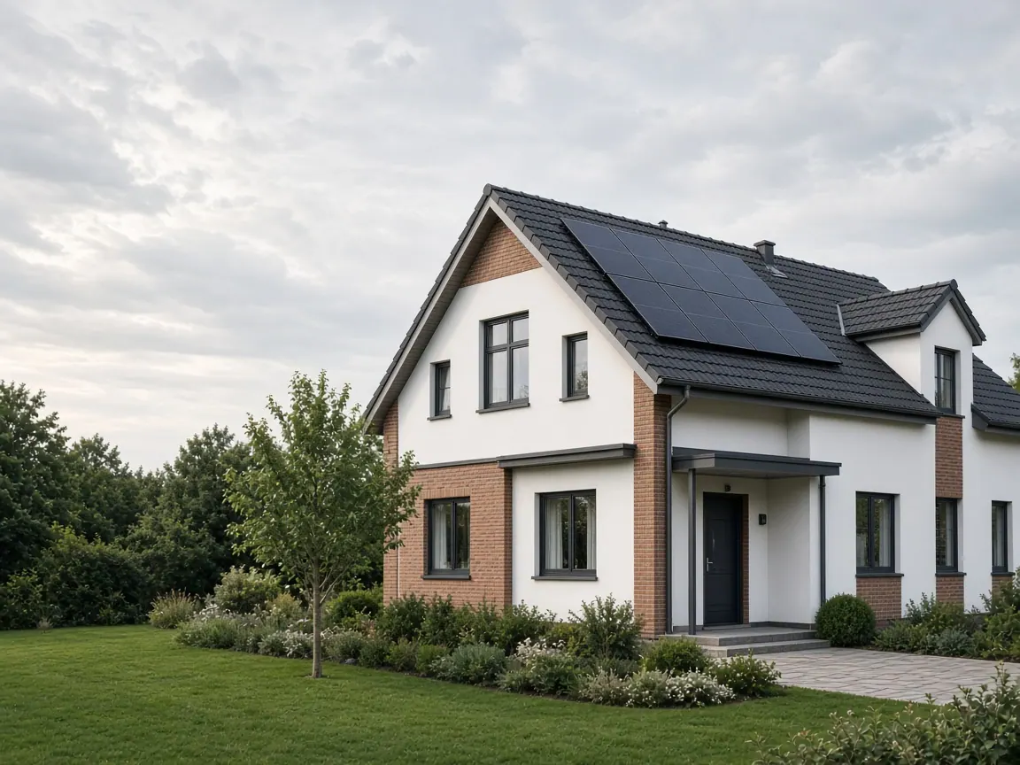Photovoltaikanlage auf einem modernen Einfamilienhaus